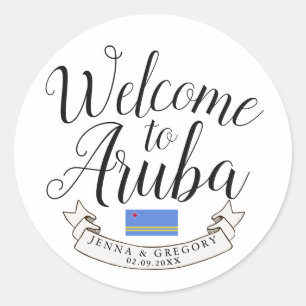 Welkom in Aruba   Aangepast bestemmingshuwelijk Ronde Sticker