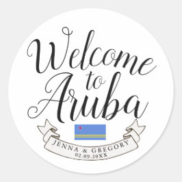 Welkom in Aruba | Aangepast bestemmingshuwelijk Ronde Sticker