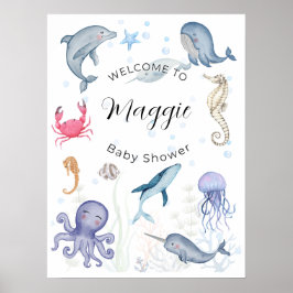 welkom in baby shower krachtens het zee poster