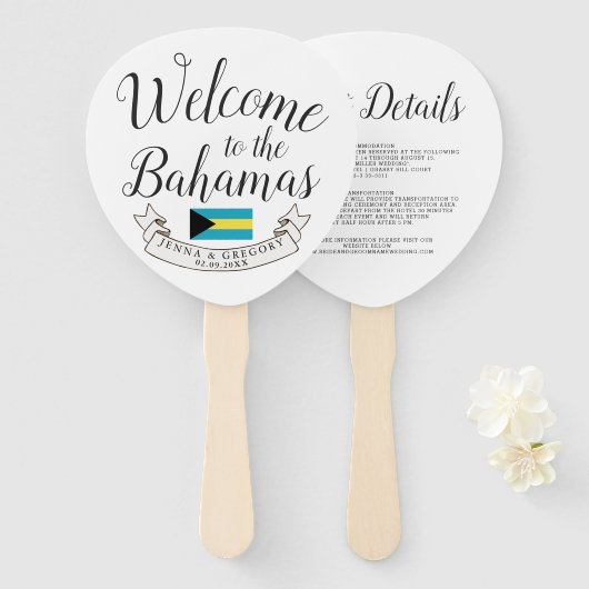Welkom in Bahamas | Aangepast bestemmingshuwelijk Handwaaier (Voorkant en achterkant)