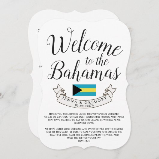 Welkom in Bahamas | Aangepast bestemmingshuwelijk Kaart (Voorkant / Achterkant)