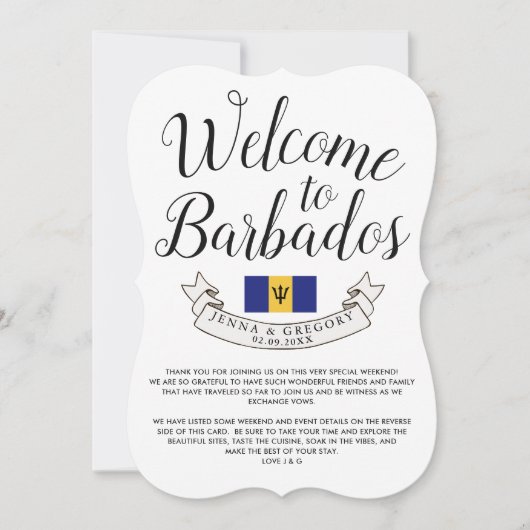 Welkom in Barbados | Trouwcadeau Kaart (Voorkant)