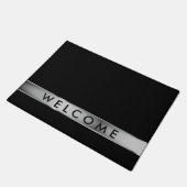 Welkom in Black and Silver Grey Deurmat (Schuin)