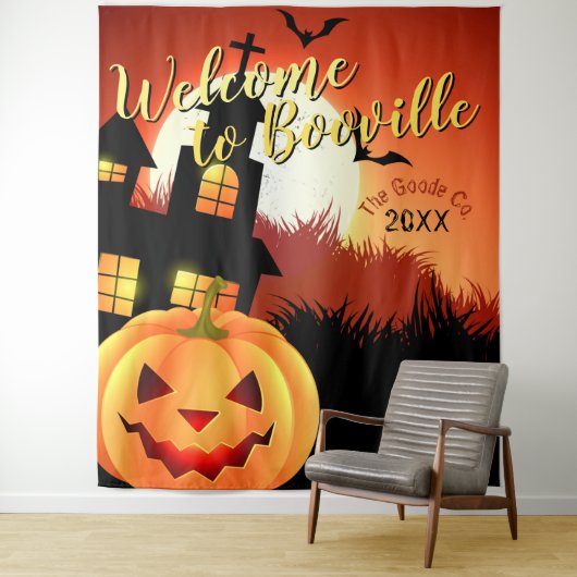 Welkom in Booville Halloween | Evenement Achtergro Wandkleed (In situ)