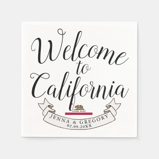Welkom in Californië | Bestemming Bruiloft Servet (Voorkant)