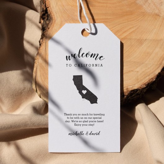 Welkom in CALIFORNIË | Kalligrafie bruiloft Cadeaulabel