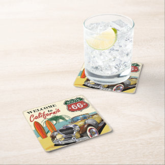 "Welkom in Californië" Route 66 retro poster, Kartonnen Onderzetters