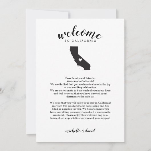 Welkom in Californië | Wedbrief en reisroute (Voorkant)