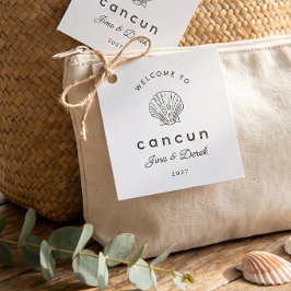 Welkom in Cancun Black White Wedding Welcome Bag Bedankjes Labels