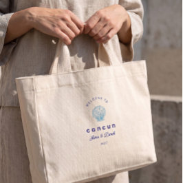 Welkom in Cancun Blue Custom Trouw Welkomsttas Mini Tote Bag