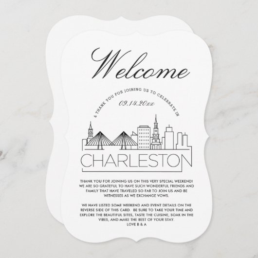 Welkom in Charleston | Details gasten Uitnodiging (Voorkant / Achterkant)