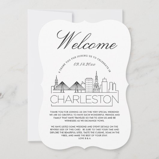 Welkom in Charleston | Details gasten Uitnodiging (Voorkant)