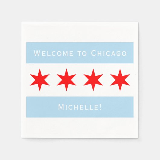 Welkom in Chicago | Aangepaste vlag van Chicago Servet (Voorkant)