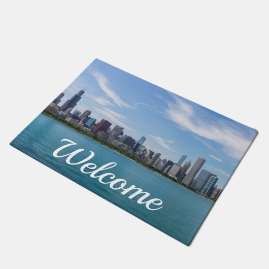 Welkom in Chicago Day Cityscape Doormat Deurmat (Schuin)