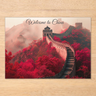 "Welkom in China" Acryluitnodiging Grote Muur Acryl Uitnodigingen