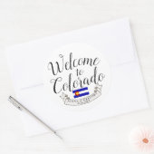 Welkom in Colorado | Aangepast bestemmingshuwelijk Ronde Sticker (Envelop)