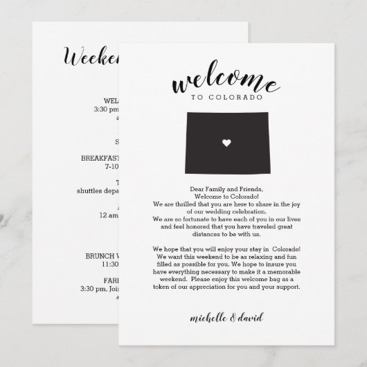 Welkom in Colorado | Wedbrief en reisroute (Voorkant / Achterkant)