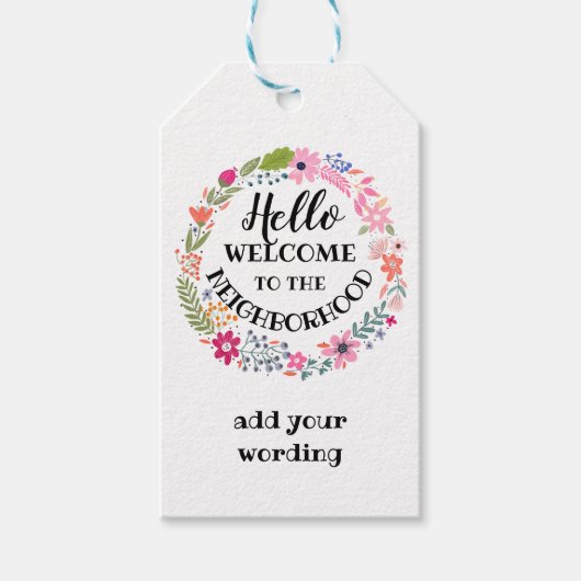 welkom in de buurt - nieuwe thuisbriefkaart cadeaulabel (Voorkant)