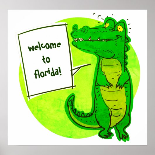 welkom in de cartoon van florida crocodile poster (Voorkant)