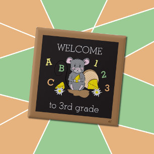 Welkom in de derde klas   Eerste schooldag Vierkante Button 5,1 Cm