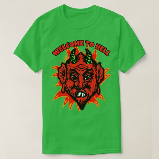 WELKOM IN DE HEL MET DUIVEL T-SHIRT (Design voorkant)
