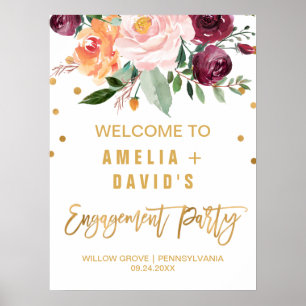 Welkom in de herfst Floral Engagement Party Poster