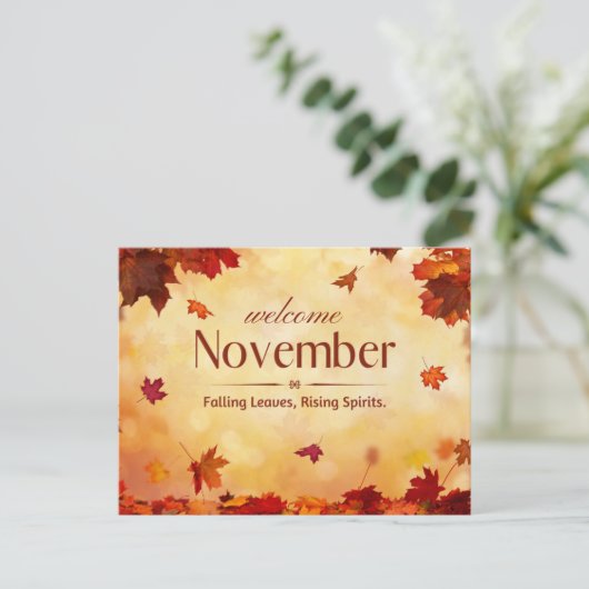 Welkom in de herfst van november briefkaart (Staand voorkant)