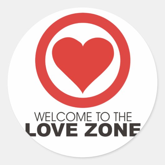 Welkom in de Love Zone Ronde Sticker (Voorkant)