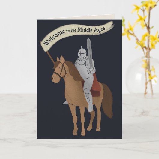 Welkom in de Middeleeuwen Ridder Verjaardag Kaart (Gele Bloem)