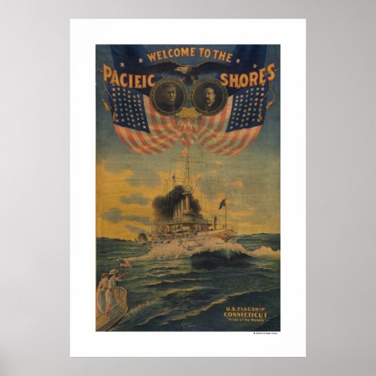 Welkom in de Pacific Shores. VlaggenschipConnectic Poster (Voorkant)
