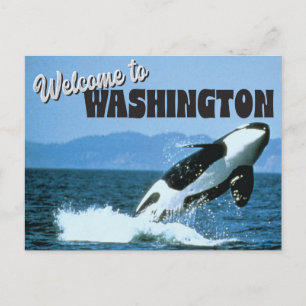 Welkom in de staat Washington met Orca Whale Briefkaart