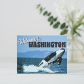 Welkom in de staat Washington met Orca Whale Briefkaart (Staand voorkant)