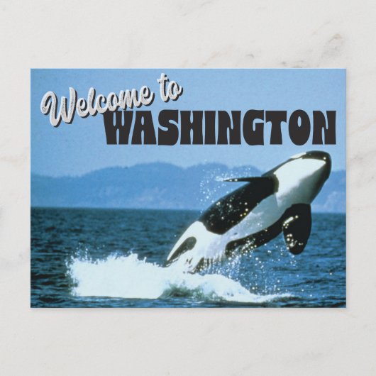 Welkom in de staat Washington met Orca Whale Briefkaart (Voorkant)