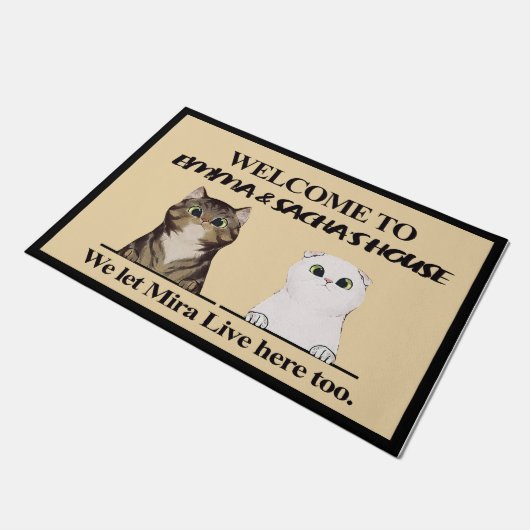 Welkom in de thuisklep van de kat, aangepaste kat deurmat (Schuin)