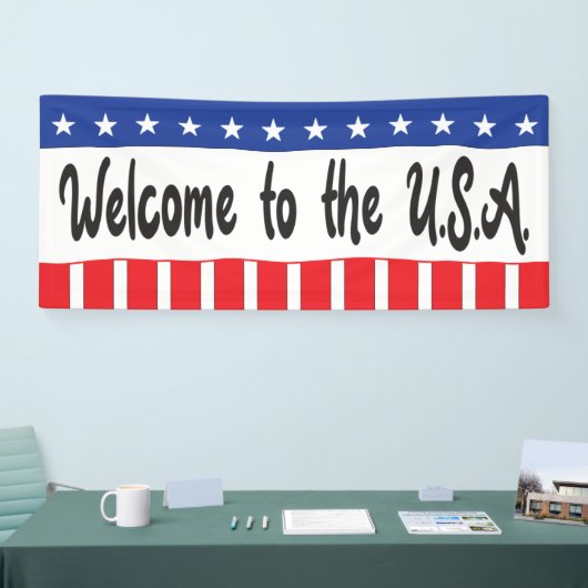 Welkom in de VS met sterren en strepen Spandoek (Beurs)