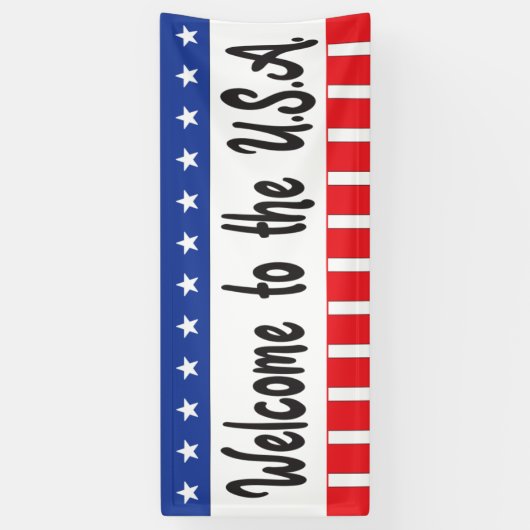 Welkom in de VS met sterren en strepen Spandoek (Verticaal)