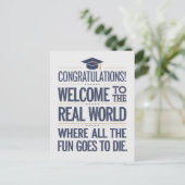Welkom In De Ware Wereld Grappige Afstuderen Briefkaart (Staand voorkant)