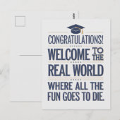 Welkom In De Ware Wereld Grappige Afstuderen Briefkaart (Voorkant / Achterkant)