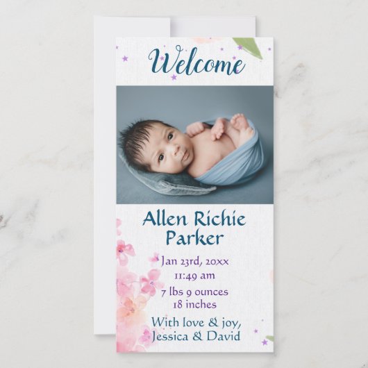 Welkom in de wereld, Baby! Enkele aankondigingskaa Aankondiging (Voorkant)