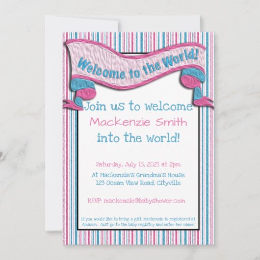 Welkom in de wereld! Baby Shower Kaart (Voorkant)