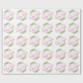 Welkom in de wereld, kinderroze bloemen cadeaupapier (Vlak)