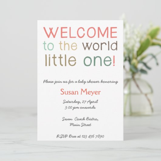 Welkom in de wereld, kleine uitnodiging van één ba (Staand voorkant)