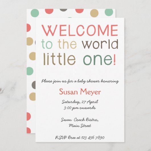 Welkom in de wereld, kleine uitnodiging van één ba (Voorkant / Achterkant)