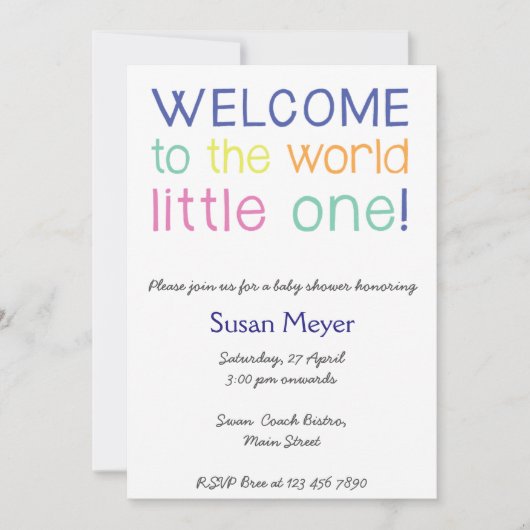 Welkom in de wereld, kleine uitnodiging van één ba (Voorkant)