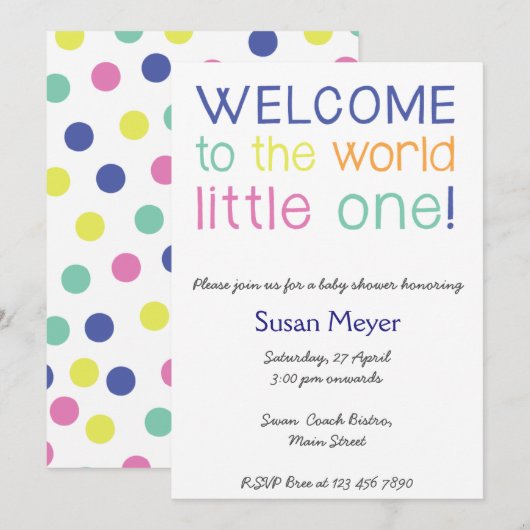 Welkom in de wereld, kleine uitnodiging van één ba (Voorkant / Achterkant)