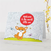 Welkom in de wereld - Little Fox New Baby Kaart (Gele Bloem)