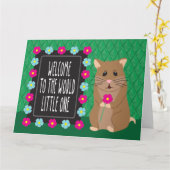 Welkom in de wereld Little One - Hamster Kaart (Gele Bloem)