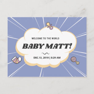 WELKOM IN DE WERELD MIJN BABY NAAM GEPERSONALISEER BRIEFKAART