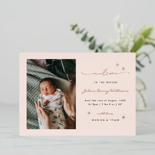 Welkom in de wereld | | Retro Boho Geboorte Kaart (Staand Voorkant)