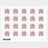 Welkom in de zevende klas retro potlood ronde sticker (Vel)